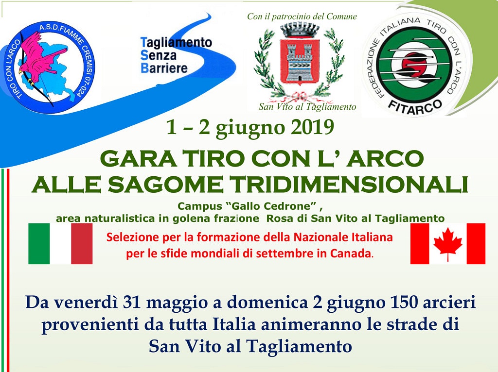 1-2 Giugno 2019 – Gara Tiro con l’Arco Alle Sagome Tridimensionali