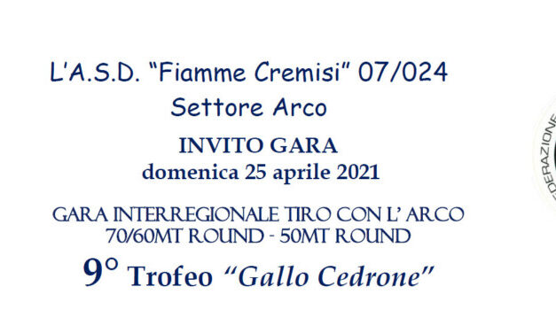 Invito al 9° Trofeo “Gallo Cedrone”