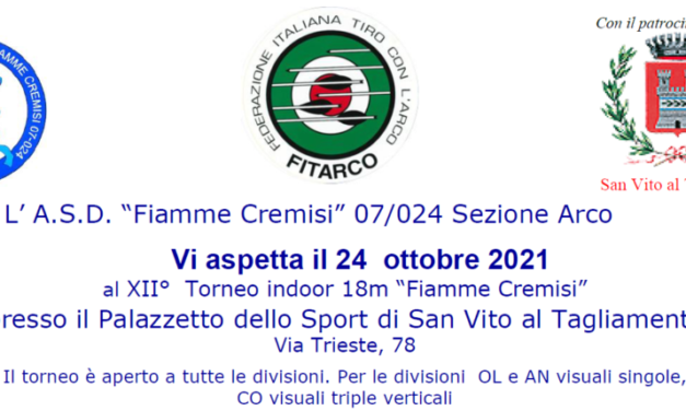 XII° Torneo Indoor 18M “Fiamme Cremisi”