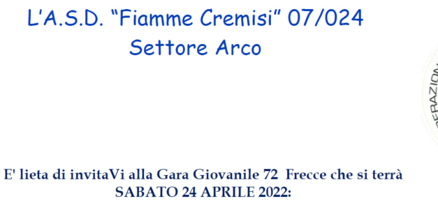 Gara Giovanile 72 Frecce – Sabato 24 Aprile 2022