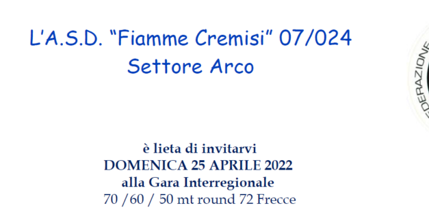 Gara Interregionale 70/60/50 mt – round 72 Frecce